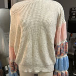 Boutique Knit sweater with patterned puff long sleeves  Photo 0