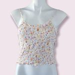 Hippie Rose Shirred Smock Tank Top Floral Cropped Length Ivory Multi Size S NWT Photo 10