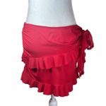 LIONESS  Rendezvous Mini Skirt in Crimson X-Large Womens Stretchy Ruffle Photo 6