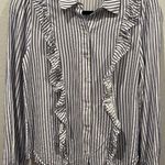 A loves A Striped Blue White Long Sleeve Ruffle Blouse Photo 0