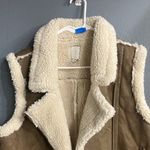 Joie  Brown &Cream Shearling suede Vest Gorpcore oversized medium Photo 2