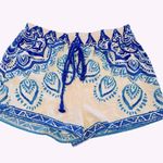 Flying Tomato drawstring shorts blue and white patterned Sz S Photo 0