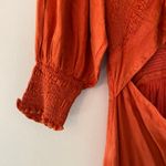 Free People Red Orange String of Hearts Button Down Puff Sleeve Maxi Dress Small Photo 4