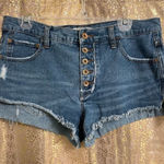 Free People  5 button fly raw hem cut off jean denim shorts, size 27 Photo 0