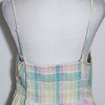 Old Navy  Pastel Plaid Linen Mini Sundress with Smocked Back Size Large Photo 5