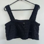 Aerie  Crochet Knit Boho Lace Crop Top Black Woman’s Size L Stretch Photo 2