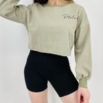 p'tula p’tula sage green cropped crewneck sweatshirt size s Photo 2