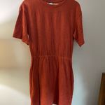 Old Navy Terracotta Cotton Cinched Waist Midi Dress Size Medium Photo 2