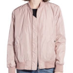 Nordstrom BP Satin Pink Bomber Pleat Back Jacket Oversized S Photo 0