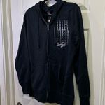 Harley Davidson Full Zip Up Hooded Sweatshirt Size XL Ladies Black Biker Moto Photo 2