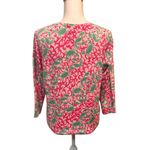 L.L. Bean Cardigan Sweater Lobster Print Pink Green Cotton Button Front Large Photo 1