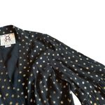 Figue Caroline Metallic Wrap Dress Black Gold Kimono Wide Sleeves Size Small Photo 3