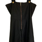 ASOS  Black Pinstripe Gold Zipper Sleeveless Romper Playsuit Size 6 Photo 0