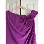 Adrianna Papell Purple Cocktail Dress – Size 10 – Rosette Neckline, Ruched Waist Photo 1