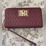 Badgley Mischka  plum Quilted Vegan Leather long Wallet/ Phone Pocket Wristlet Photo 2