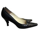 BCBGMAXAZRIA Vintage BCBG Maxazria Leather Pumps Sz 8.5B Black Made in Italy pointed Toe Chic Photo 4