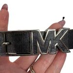 Michael Kors  Size M Belt Black Brushed Leather Distressed Adjustable Silver Tone Photo 0