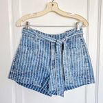 American Eagle • Stretch Highest Waist Mom Shorts blue railroad stripe tie waist Photo 1