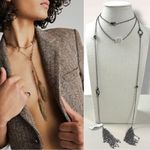 Free People Canyon Wrap Necklace in Gunmetal NWT Metal Fringe Bohemian Glam Punk Photo 1