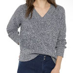 RDI  women's V-neck long-sleeve pullover sweater in a Gray & black Size Medium  Photo 0