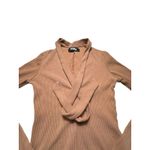 Reformation Size Small Ribbed Tie Neck Covered Back Brown Bodysuit #Z4-5 Photo 1