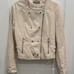 Bagatelle  Cream Leather Jacket with Silver Accents Photo 0