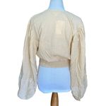 BOG Band of the Free Brie Light Camel Long Sleeve Top Lace Insets V Neck Medium Photo 4