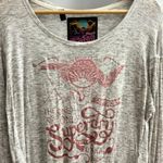 Superdry  MEDIUM Gray Osakaya Pink Glitter Graphic Tee Shirt T-Shirt Long Sleeve Photo 2