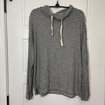 Lucky Brand  Striped Cowl Neck Viscose Top Women's Medium Oversized Black‎ White Photo 1