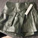 Faux Leather Skort Dark Olive Green Photo 3