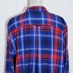 Como vintage  Navy and Red Plaid Button Down Shirt Size Large Preppy Plaid Shirt Photo 5