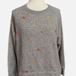 Lou & grey by Loft Women's Medium Gray Emoji Embroidered Sweatshirt Photo 1