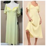 Valla Light Yellow Flutter Sleeve Midi Dress Size L Photo 1