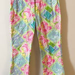 Lilly Pulitzer Vintage  Floral Patchwork Bootcut Pants Ankle Fit Size 0 Cotton Photo 0