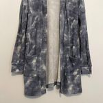 Hippie Rose  Blue Tie Dye Ribbed Knit Open Long Sleeve Boho Long Cardigan Sweater Photo 2