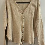 Urban Outfitters  Beige Waffle Knit Henley Photo 0