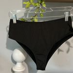 SheIn Bikini Black Solid Ribbed High Waist Swimsuit Bottom Womens M Photo 1