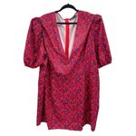 Pretty Little Thing Plus Red Floral Puff Sleeve Tea Dress Size 24 Photo 3