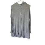 Free People We the Free Lover Rib Thermal Oversized Boho Keyhole Back Gray Small Photo 1