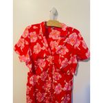 Old Navy NWT  Cutout MIDI‎  Dress Red Pink Floral, Short Sleeve, Button Front XL Photo 4