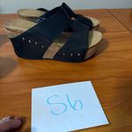 Pierre Dumas  Wedge Black Slip On‎ Sandal Heel Rivet Hester Boho Casual 9 Photo 7