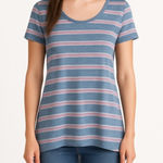 LuLaRoe  Striped Blouse Small Hi-Low Short Sleeves Photo 0