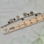 Vintage Italian Sterling Silver 925 Charm Bracelet – Chinese Symbols & Black Bea Photo 4