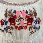 Free People  Sunbeam Mini Dress Ivory Embroidered Off Shoulder Bohemian‎ Small Photo 4