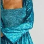 Free People  Bali tightrope romper blue green velvet long‎ sleeve women’s size XS Photo 0