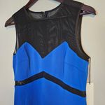 JAYGODFREY Blue Black Mini Dress Women's 10 Mesh Cutouts High Neck Cocktail Photo 1