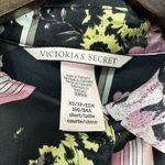 Victoria's Secret  pajama top womens XS short black‎ floral roses satin button up Photo 1