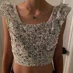 American Eagle  Open Back Floral Lace Ruffle Crop Top Photo 0