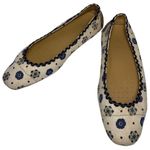 The Original Car Shoe Women’s Size 38 7 Cream Navy Blue Canvas Driving Shoes Photo 3