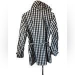 CHAPS  black and white buffalo plaid checked patterned short trench on size Large Photo 1